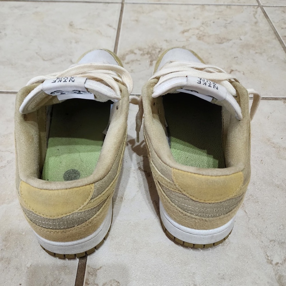 Nike Dunk Low Sun Club Yellow White Canvas Sustainable Sneakers Mens 8.5 - Picture 6 of 9